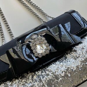 NWOT My Flat in London, Black Glitter Greenwich Purse with Dust Cover